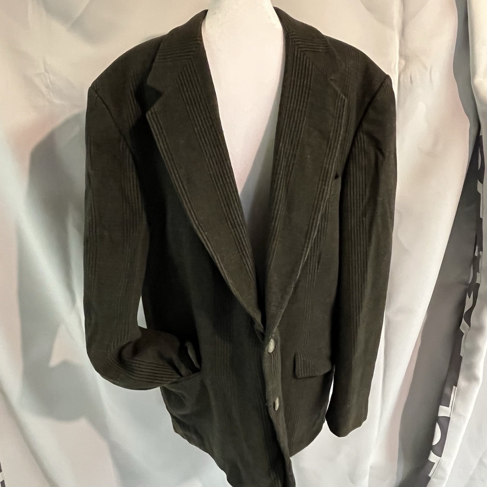 Robert Stock Green Plaid Wool Blazer‎ 46R Vintage Grandpa Core Classic Lined